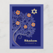 Shalom am Pessach. Frühlingsblütenbaum Postkarte (Vorderseite)