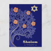 Shalom am Pessach. Frühlingsblütenbaum Postkarte (Vorderseite)