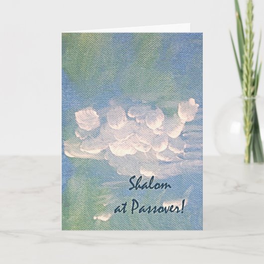 Shalom at Passover Card White Clouds on Blue Art Karte (Vorderseite)
