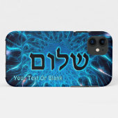Shalom auf blauem Fraktal Case-Mate iPhone Hülle (Rückseite (Horizontal))