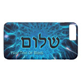 Shalom auf blauem Fraktal Case-Mate iPhone Hülle (Rückseite (Horizontal))