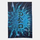 Shalom auf blauem Fraktal Geschirrtuch (Vertikal)