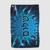 Shalom auf blauem Fraktal Golfhandtuch (Vorderseite)