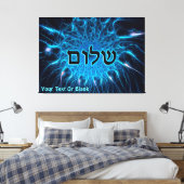 Shalom auf blauem Fraktal Leinwanddruck (Insitu (Schlafzimmer))