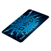 Shalom auf blauem Fraktal Magnet (Linke Seite)