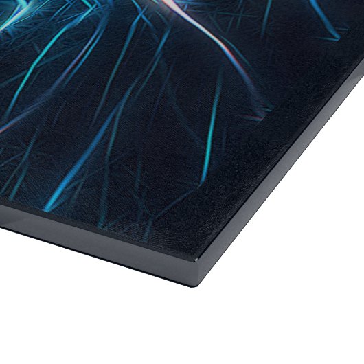 Shalom auf blauem Fraktal Schneidebrett (Ecke)