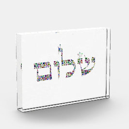 Shalom aus Edelsteinen in allen Farben Fotoblock
