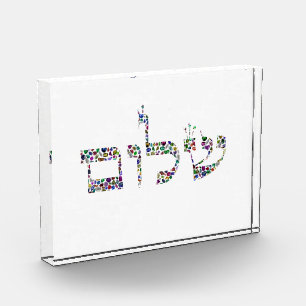 Shalom aus Edelsteinen in allen Farben Fotoblock