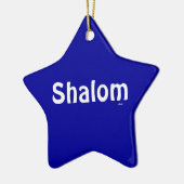 Shalom blaue weiße Stern-Verzierung Keramikornament (Links)