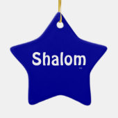 Shalom blaue weiße Stern-Verzierung Keramikornament (Hinten)