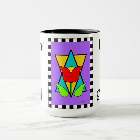 Shalom-Blume über Star of David Tasse (Zentrum)