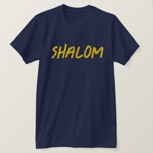 Shalom Bold Not Distrestering Navy Blue Hebrew T-Shirt (Design vorne)