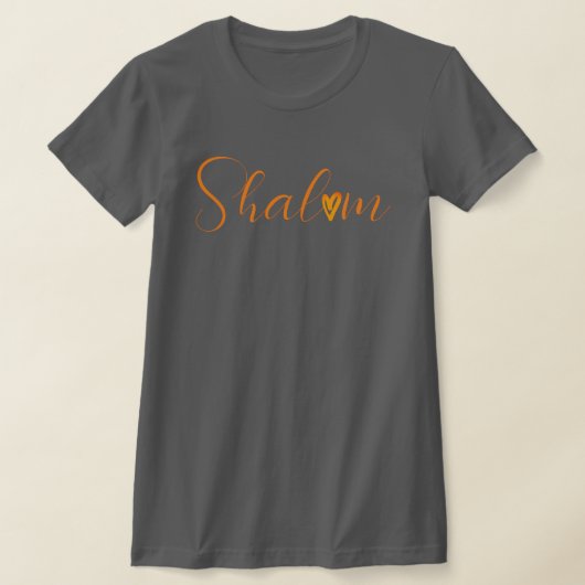 Shalom Cursive Orange Schriftart Jüdisches Grau T-Shirt (Ablage )