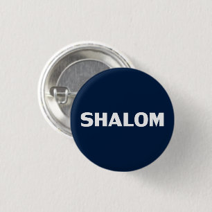 Shalom, Friede, Marineblau, modern, einfach Button