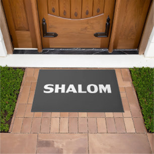 Shalom, Friede, weißes Holzkohle grau, modern Fußmatte