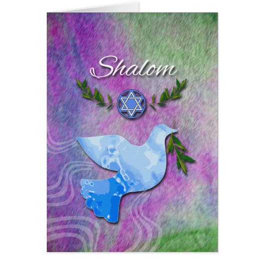 Shalom für Pesach, Dove, Magen David, Olivenzweig (Vorne)