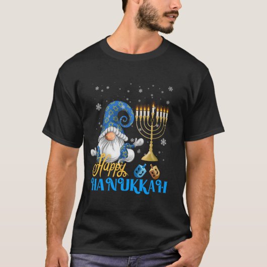 Shalom Gnome Happy Hanukkah Chanukah T-Shirt (Vorderseite)