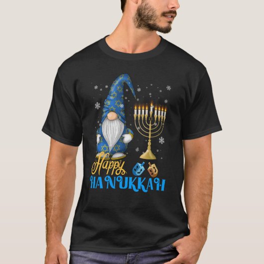 Shalom Gnome Happy Hanukkah Chanukah T-Shirt (Vorderseite)