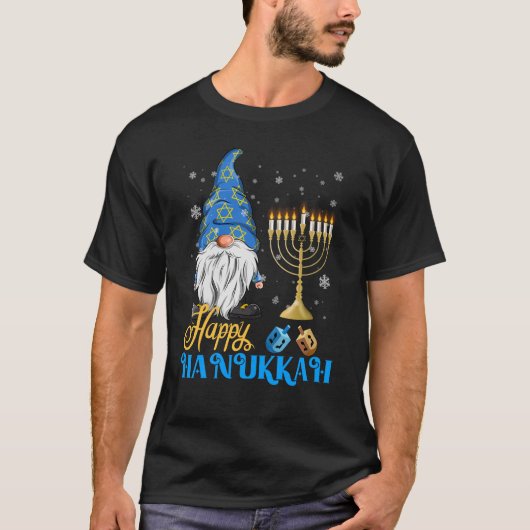 Shalom Gnome Happy Hanukkah Chanukah T-Shirt (Vorderseite)