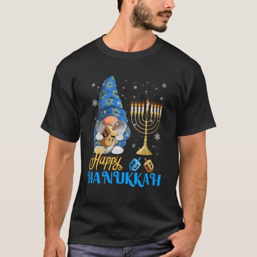 Shalom Gnome Happy Hanukkah Chanukah T-Shirt (Vorderseite)