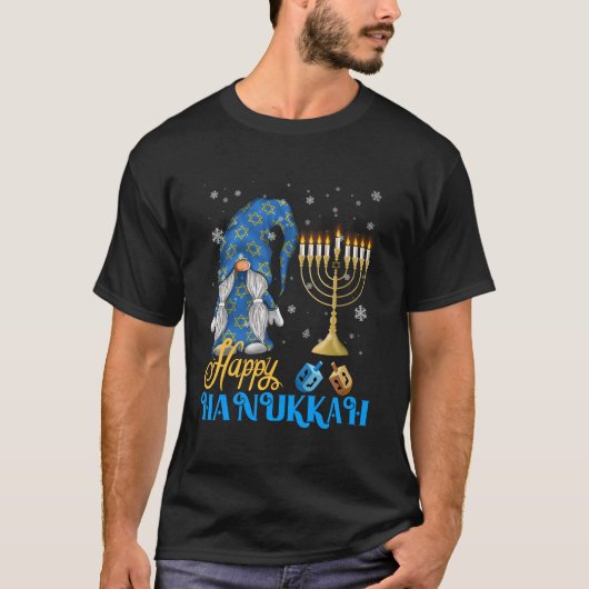 Shalom Gnome Happy Hanukkah Chanukah T-Shirt (Vorderseite)