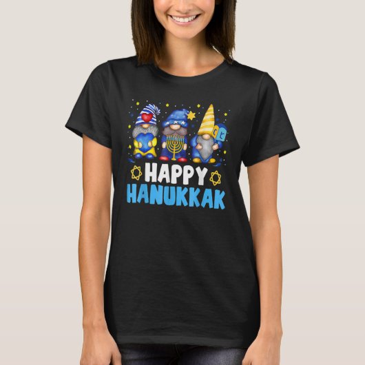 Shalom Gnome Happy Hanukkah Chanukkah Jewish Dreid T-Shirt (Vorderseite)