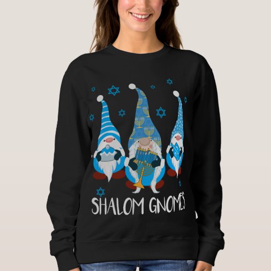 Shalom Gnomes Happy Chanukah Menorah Hanukkah Jewi Sweatshirt (Vorderseite)
