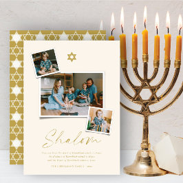 Shalom Gold Star von David 3 Foto Simple Hanukkah Feiertagskarte