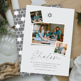 Shalom Gray Star von David 3 Foto Simple Hanukkah Feiertagskarte