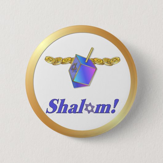 Shalom Hanukkah Button (Vorderseite)