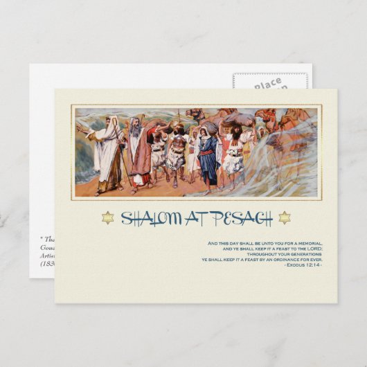 Shalom in Pesach.Fine Art Pessach Postkarte (Vorne/Hinten)