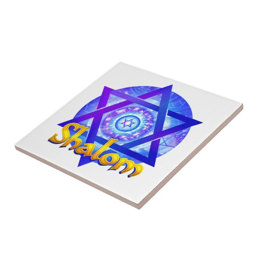 SHALOM mit David Medallion Fliese (Seite)