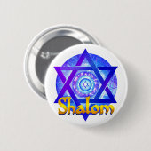 SHALOM mit Davidsstern Medaillon Button (Vorne & Hinten)