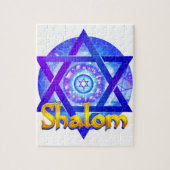 SHALOM mit Davidsstern Medaillon Puzzle (Vertikal)