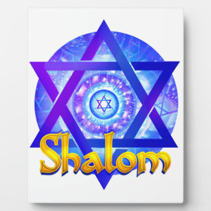 SHALOM mit Davidstern-Medaillon Fotoplatte