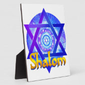 SHALOM mit Davidstern-Medaillon Fotoplatte (Seite)