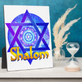 SHALOM mit Davidstern-Medaillon Fotoplatte (Seite)