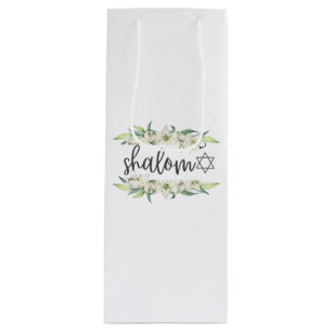 Shalom (mit Lilies und Stern von David) Geschenktüte Für Weinflaschen