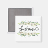 Shalom (mit Lilies und Stern von David) Magnet (Vorderseite/Rückseite)