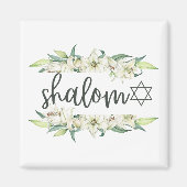 Shalom (mit Lilies und Stern von David) Magnet (Vorne)