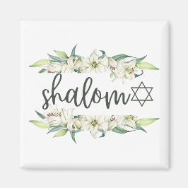 Shalom (mit Lilies und Stern von David) Magnet