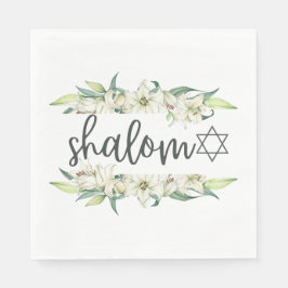 Shalom (mit Lilies und Stern von David) Serviette