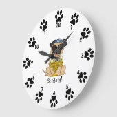 Shalom! - Niedlicher Mopshund mit Menorah Große Wanduhr (Winkel)