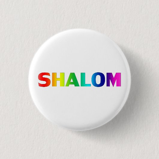Shalom, Peace, Pride Lgbtq Gay Rainbow Farben Button (Vorderseite)