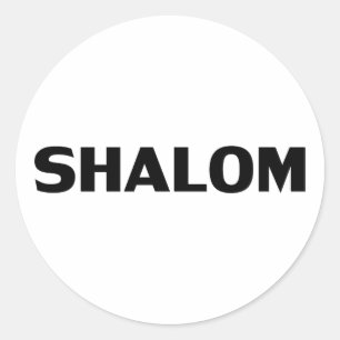 Shalom, Peace Schwarz-weiß minimalistisch, modern Runder Aufkleber