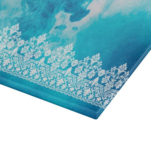 Shalom Spitzeneffekt auf Blue Challah Schneidebrett (Ecke)