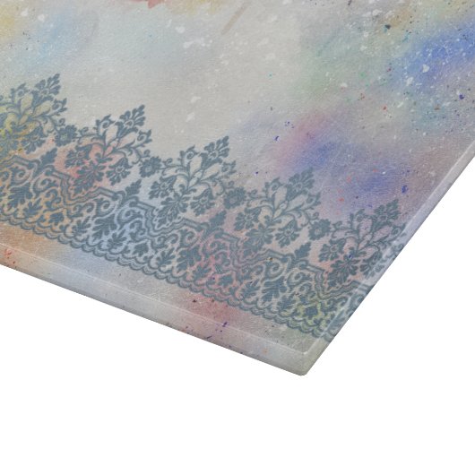 Shalom Spitzeneffekt auf Wasserfarbglas Challah Schneidebrett (Ecke)