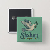 Shalom Taube Frieden Erde Button (Vorne & Hinten)