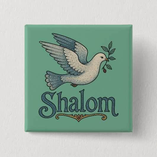 Shalom Taube Frieden Erde Button (Vorderseite)
