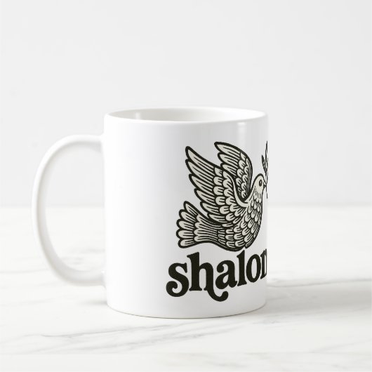 Shalom-Taube Frieden Erde Kaffeetasse (Links)